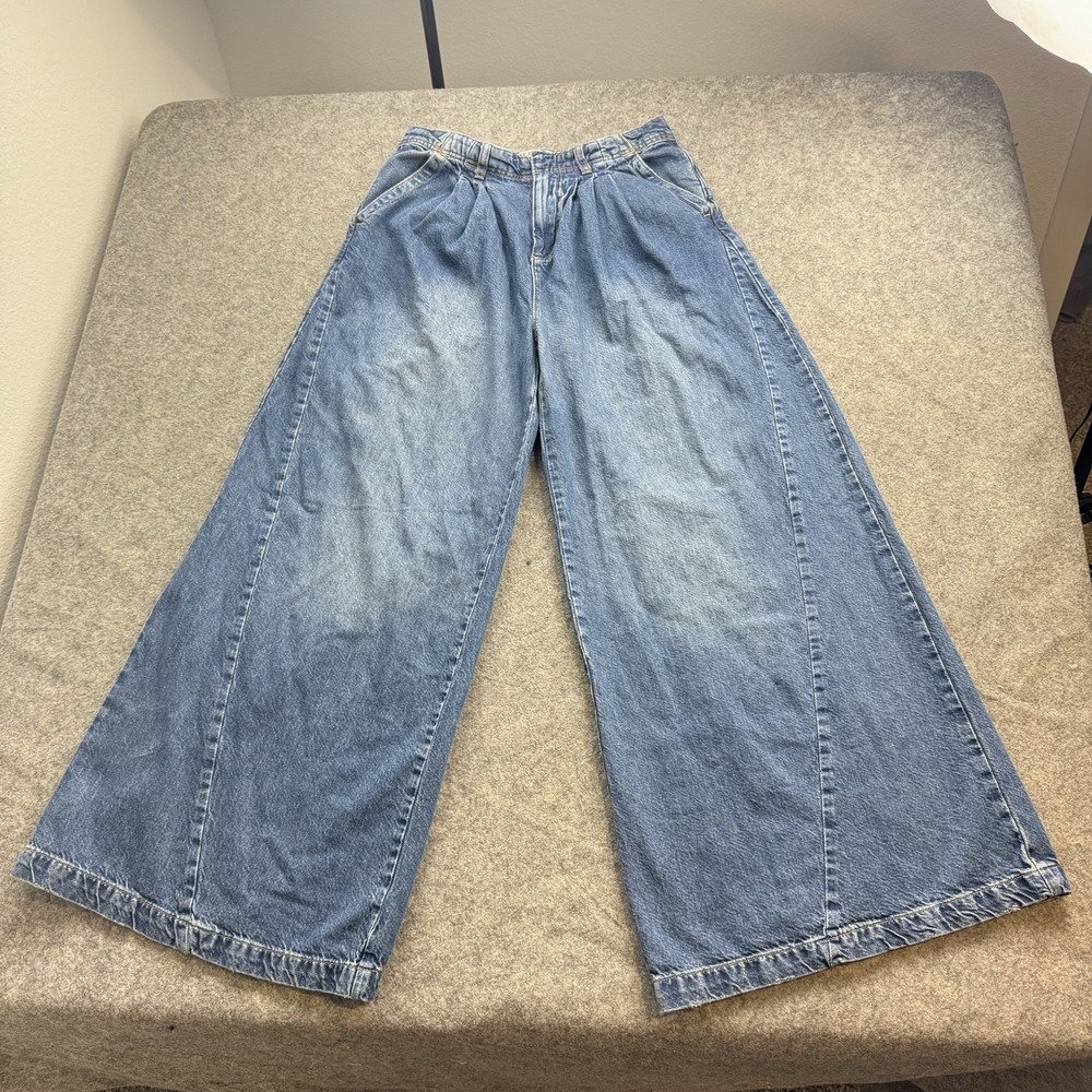 We the Free People Equinox Denim Trouser Wide Leg Jeans Womens 28x30 Blue